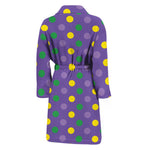 Mardi Gras Polka Dot Pattern Print Men's Bathrobe
