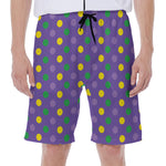 Mardi Gras Polka Dot Pattern Print Men's Beach Shorts