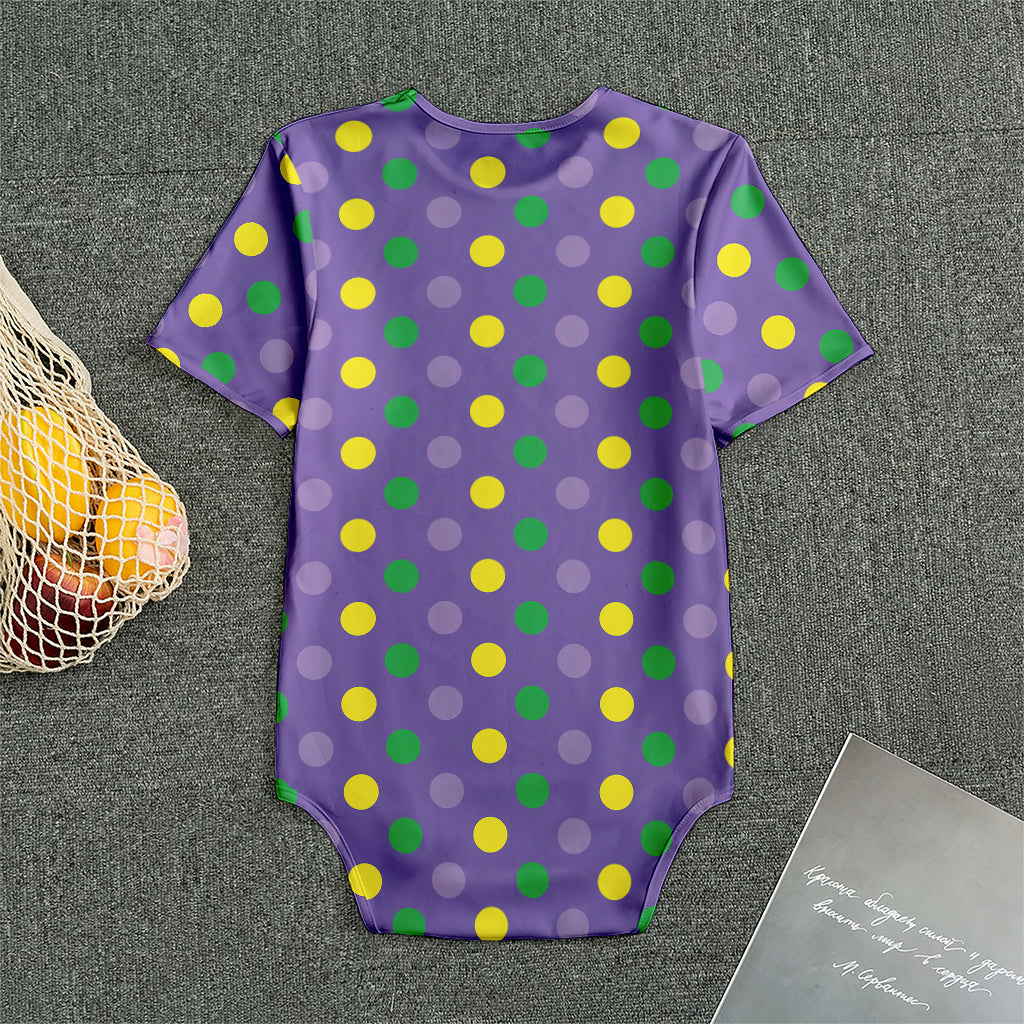 Mardi Gras Polka Dot Pattern Print Men's Bodysuit