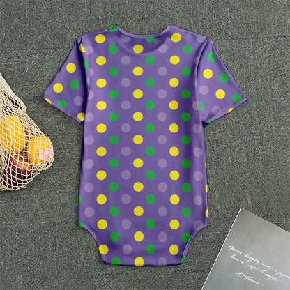 Mardi Gras Polka Dot Pattern Print Men's Bodysuit