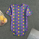 Mardi Gras Polka Dot Pattern Print Men's Bodysuit