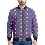Mardi Gras Polka Dot Pattern Print Men's Bomber Jacket