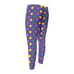 Mardi Gras Polka Dot Pattern Print Men's Compression Pants