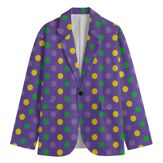 Mardi Gras Polka Dot Pattern Print Men's Cotton Blazer