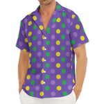 Mardi Gras Polka Dot Pattern Print Men's Deep V-Neck Shirt