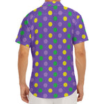 Mardi Gras Polka Dot Pattern Print Men's Deep V-Neck Shirt
