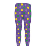 Mardi Gras Polka Dot Pattern Print Men's leggings