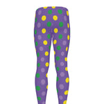 Mardi Gras Polka Dot Pattern Print Men's leggings
