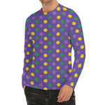 Mardi Gras Polka Dot Pattern Print Men's Long Sleeve Rash Guard