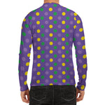 Mardi Gras Polka Dot Pattern Print Men's Long Sleeve Rash Guard