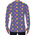 Mardi Gras Polka Dot Pattern Print Men's Long Sleeve T-Shirt