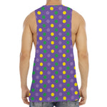 Mardi Gras Polka Dot Pattern Print Men's Muscle Tank Top