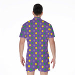 Mardi Gras Polka Dot Pattern Print Men's Rompers