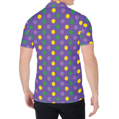 Mardi Gras Polka Dot Pattern Print Men's Shirt