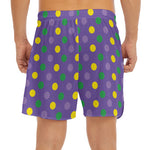 Mardi Gras Polka Dot Pattern Print Men's Split Running Shorts