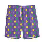 Mardi Gras Polka Dot Pattern Print Men's Sports Shorts