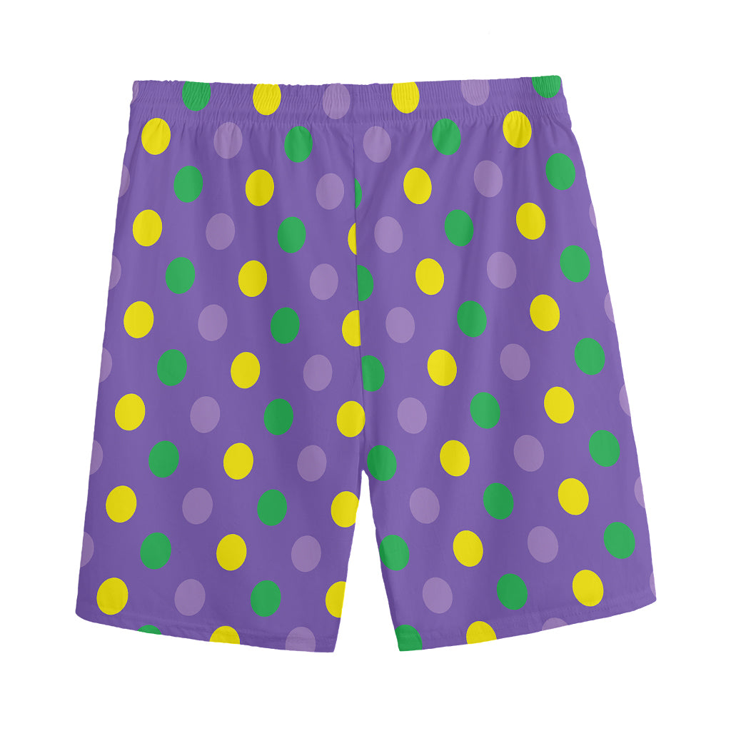 Mardi Gras Polka Dot Pattern Print Men's Sports Shorts