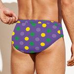 Mardi Gras Polka Dot Pattern Print Men's Swim Briefs