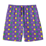Mardi Gras Polka Dot Pattern Print Men's Swim Trunks