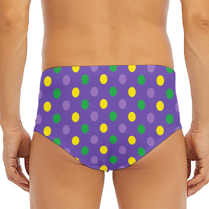 Mardi Gras Polka Dot Pattern Print Men's Triangle Swim Briefs