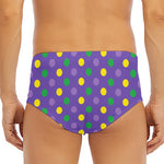 Mardi Gras Polka Dot Pattern Print Men's Triangle Swim Briefs