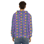 Mardi Gras Polka Dot Pattern Print Men's Velvet Pullover Hoodie