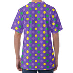 Mardi Gras Polka Dot Pattern Print Men's Velvet T-Shirt