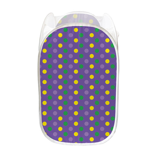 Mardi Gras Polka Dot Pattern Print Mesh Laundry Hamper