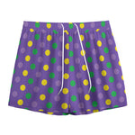Mardi Gras Polka Dot Pattern Print Mesh Shorts