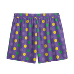 Mardi Gras Polka Dot Pattern Print Mesh Shorts
