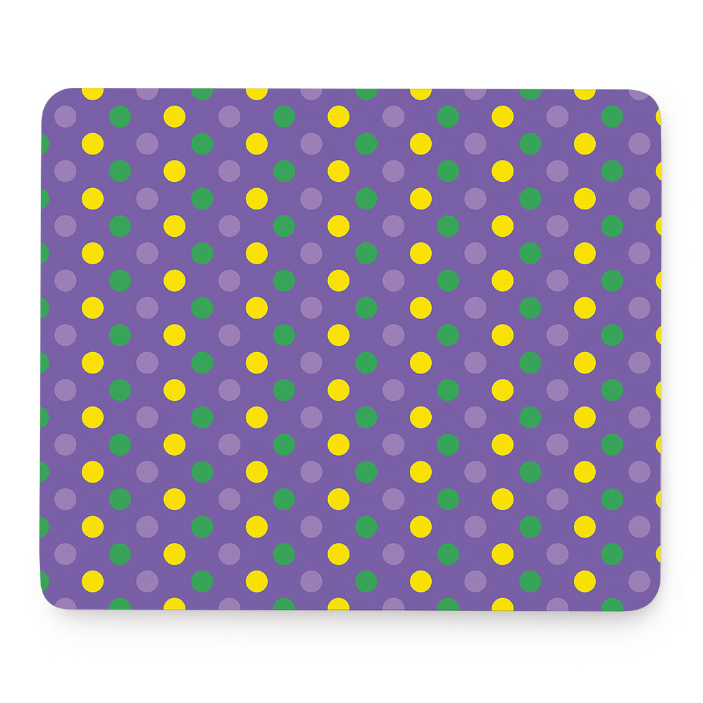 Mardi Gras Polka Dot Pattern Print Mouse Pad