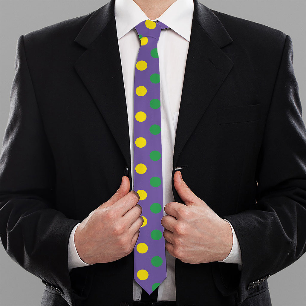 Mardi Gras Polka Dot Pattern Print Necktie