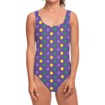 Mardi Gras Polka Dot Pattern Print One Piece Swimsuit