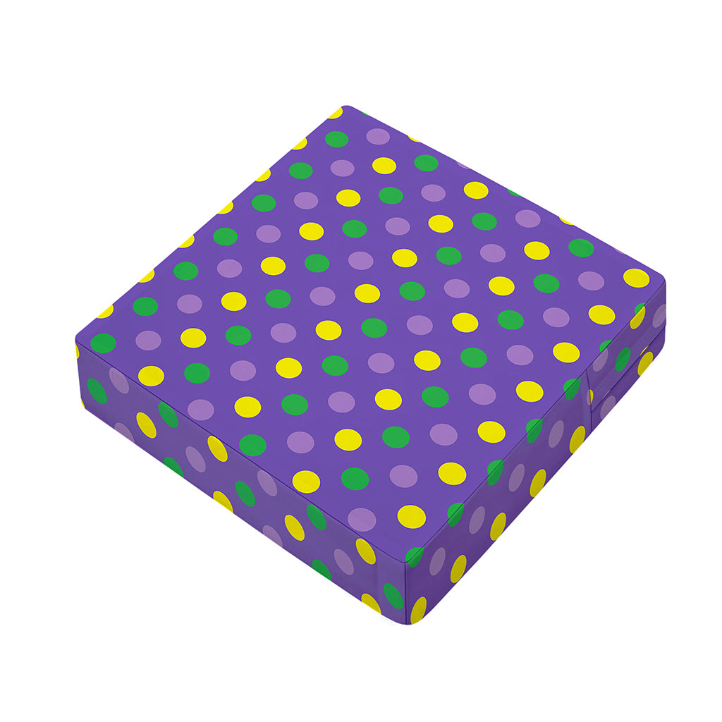 Mardi Gras Polka Dot Pattern Print Outdoor Seat Cushion Cover
