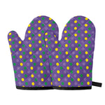 Mardi Gras Polka Dot Pattern Print Oven Mitts