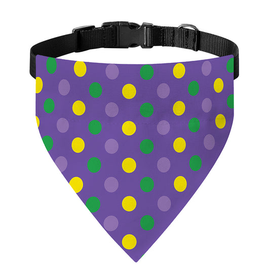Mardi Gras Polka Dot Pattern Print Over The Collar Dog Bandana