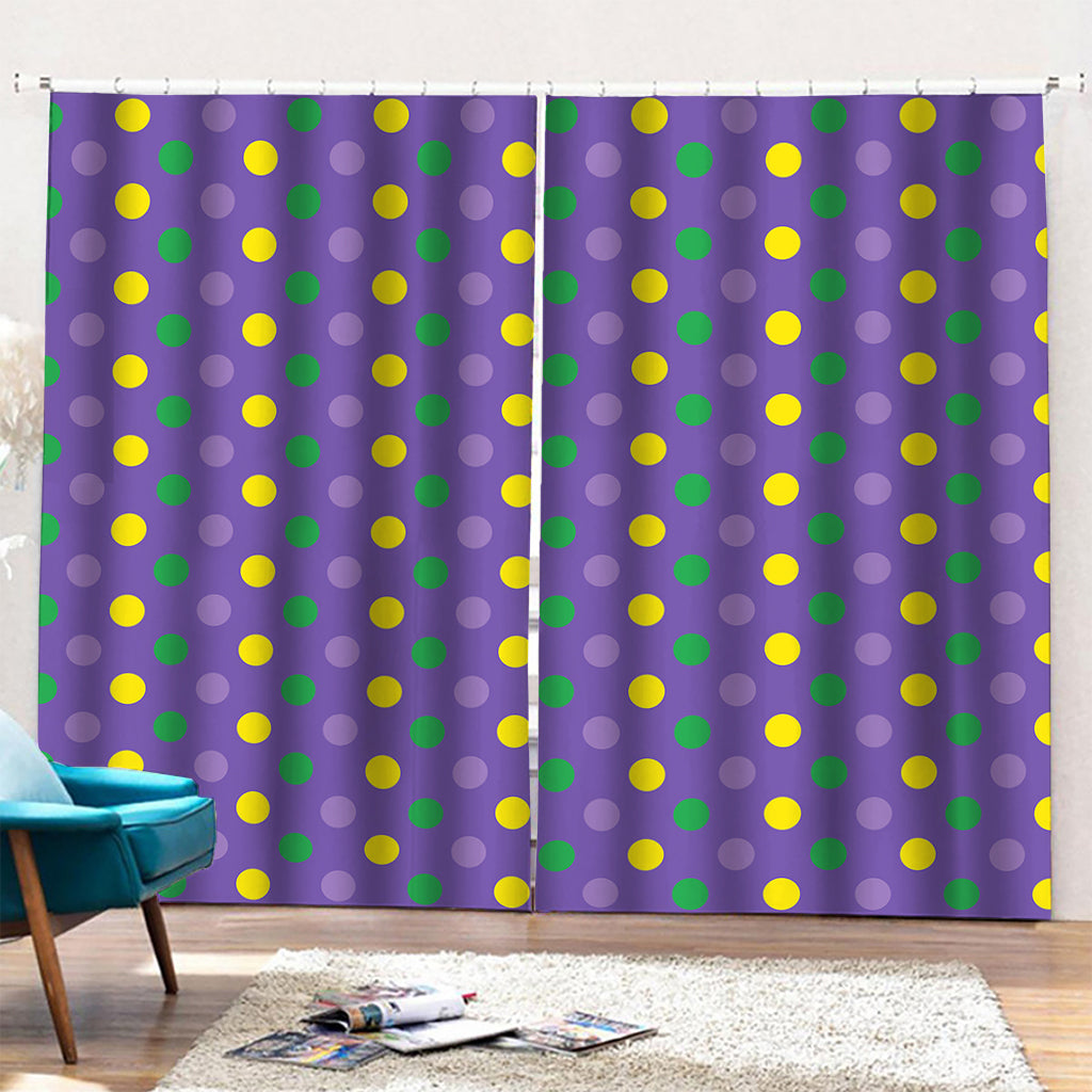 Mardi Gras Polka Dot Pattern Print Pencil Pleat Curtains