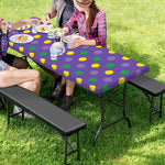 Mardi Gras Polka Dot Pattern Print Picnic Table Cover