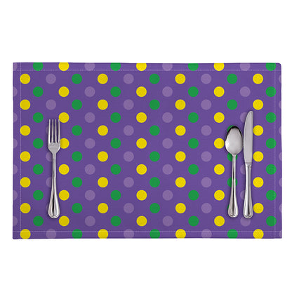 Mardi Gras Polka Dot Pattern Print Placemat
