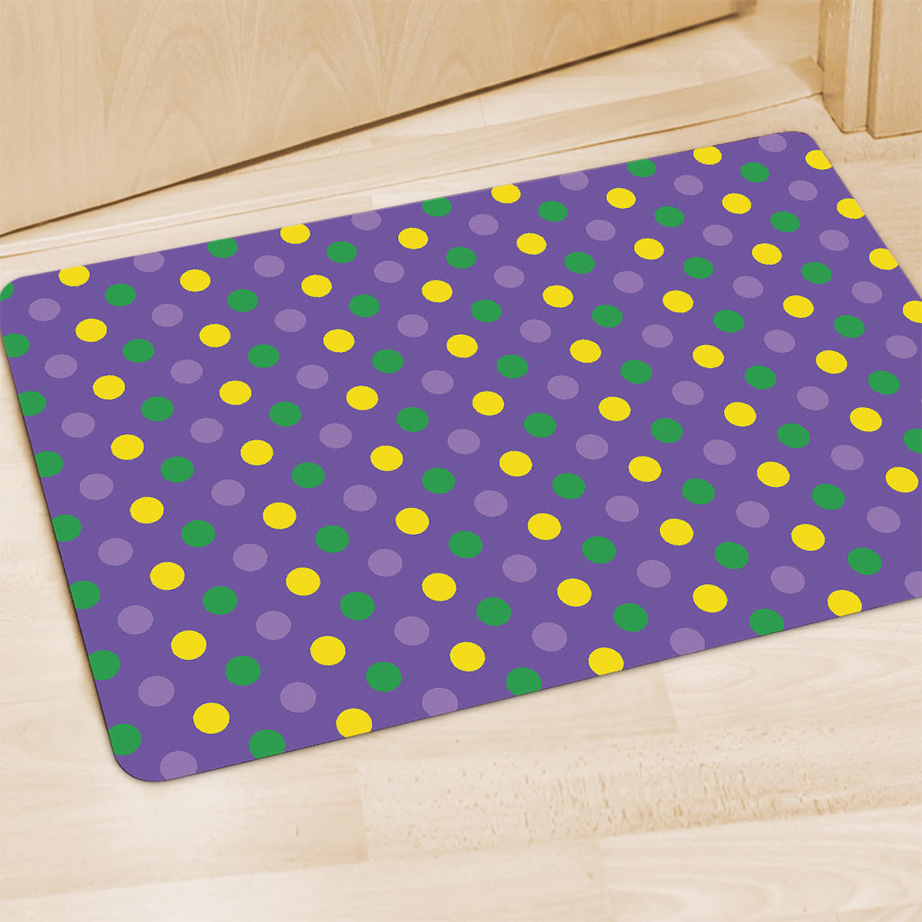 Mardi Gras Polka Dot Pattern Print Polyester Doormat