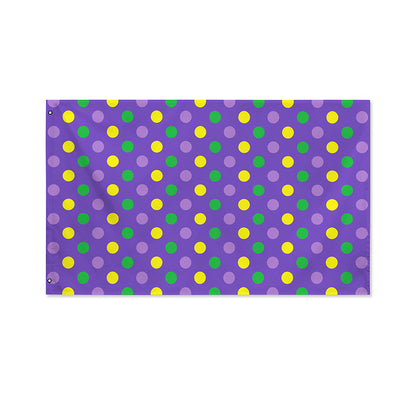 Mardi Gras Polka Dot Pattern Print Polyester Flag