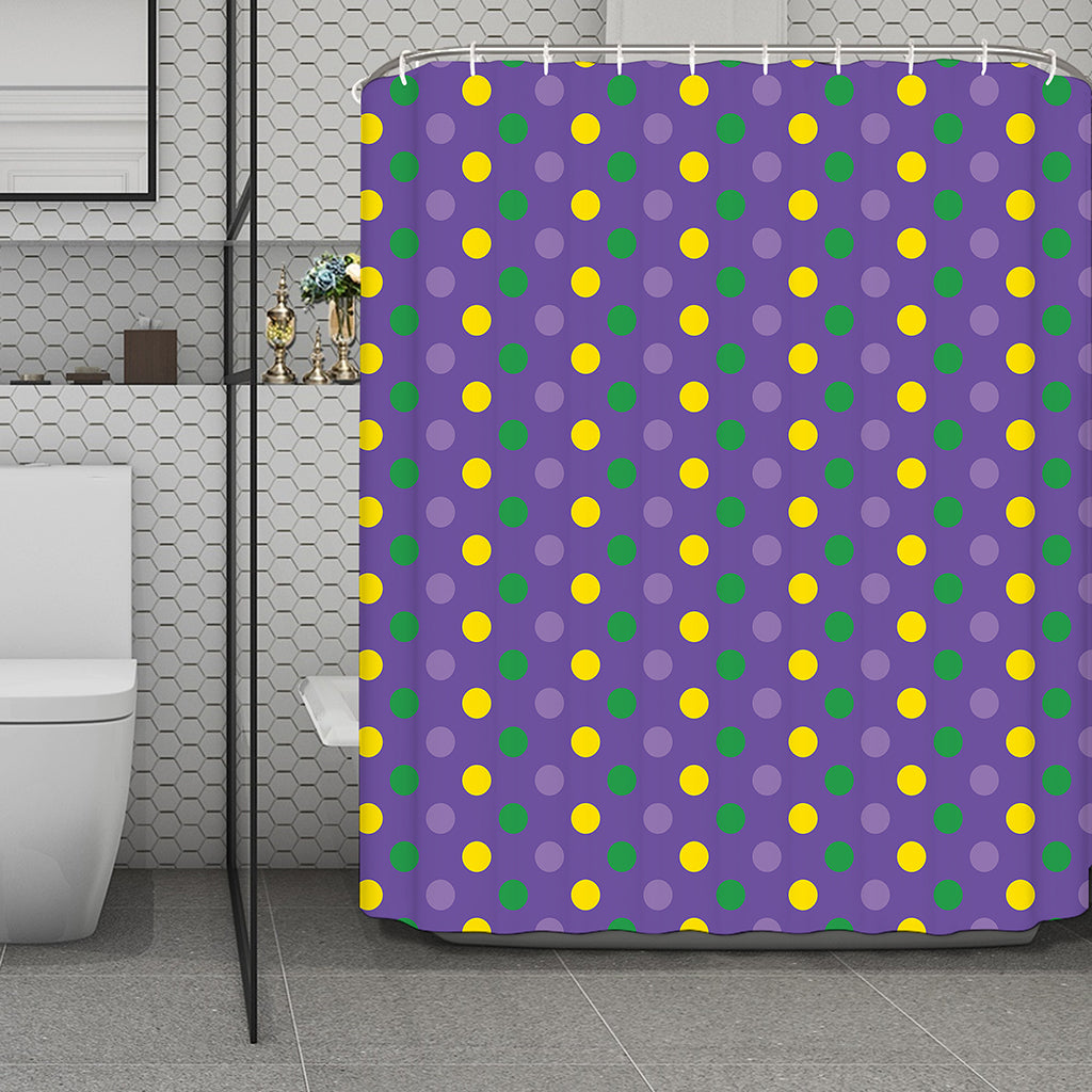 Mardi Gras Polka Dot Pattern Print Polyester Shower Curtain
