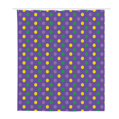 Mardi Gras Polka Dot Pattern Print Polyester Shower Curtain