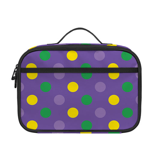 Mardi Gras Polka Dot Pattern Print Portable Lunch Bag