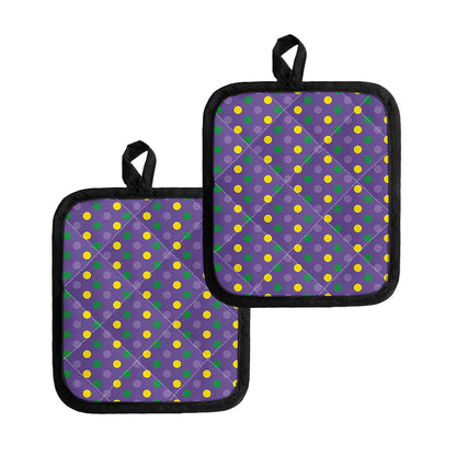 Mardi Gras Polka Dot Pattern Print Pot Holders