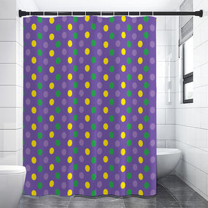 Mardi Gras Polka Dot Pattern Print Premium Shower Curtain