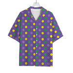 Mardi Gras Polka Dot Pattern Print Rayon Hawaiian Shirt