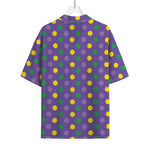 Mardi Gras Polka Dot Pattern Print Rayon Hawaiian Shirt