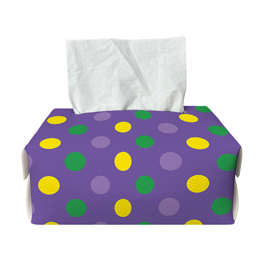 Mardi Gras Polka Dot Pattern Print Rectangle Tissue Box Cover
