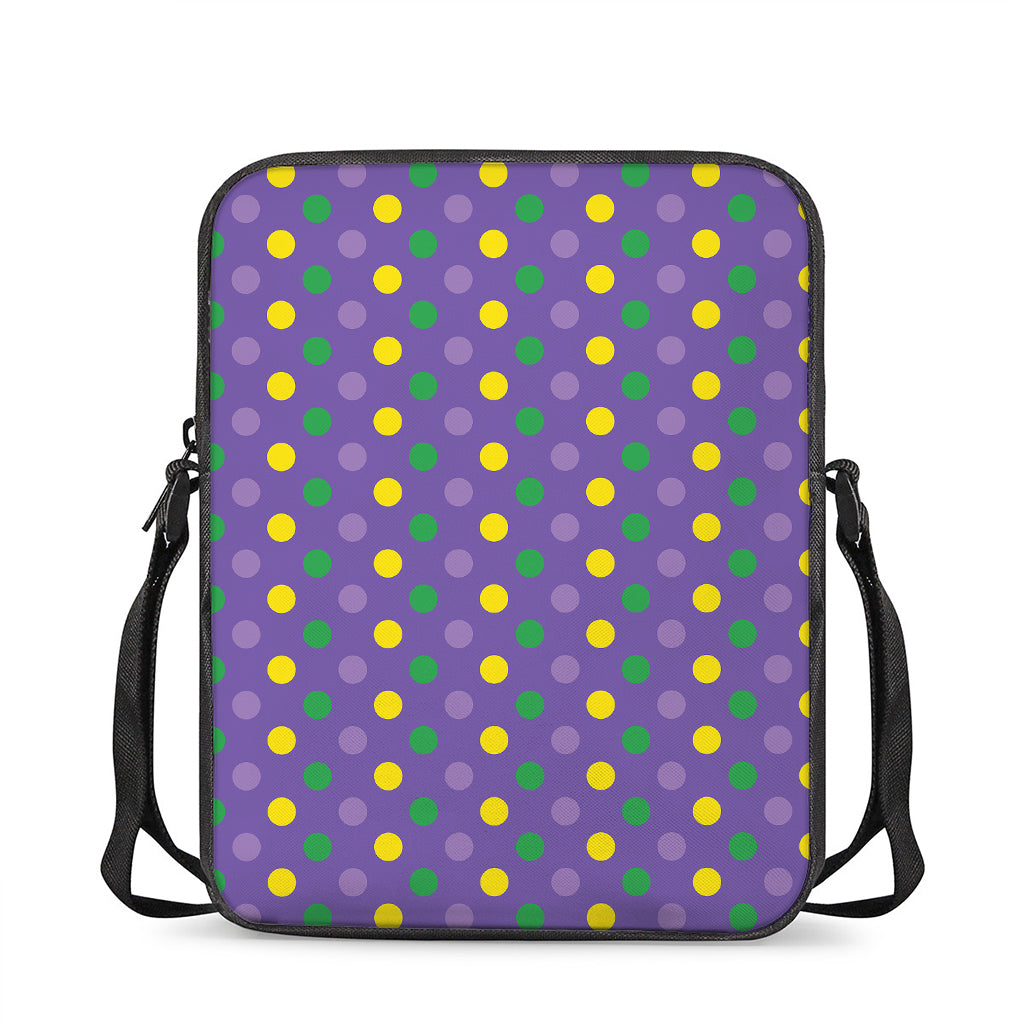 Mardi Gras Polka Dot Pattern Print Rectangular Crossbody Bag